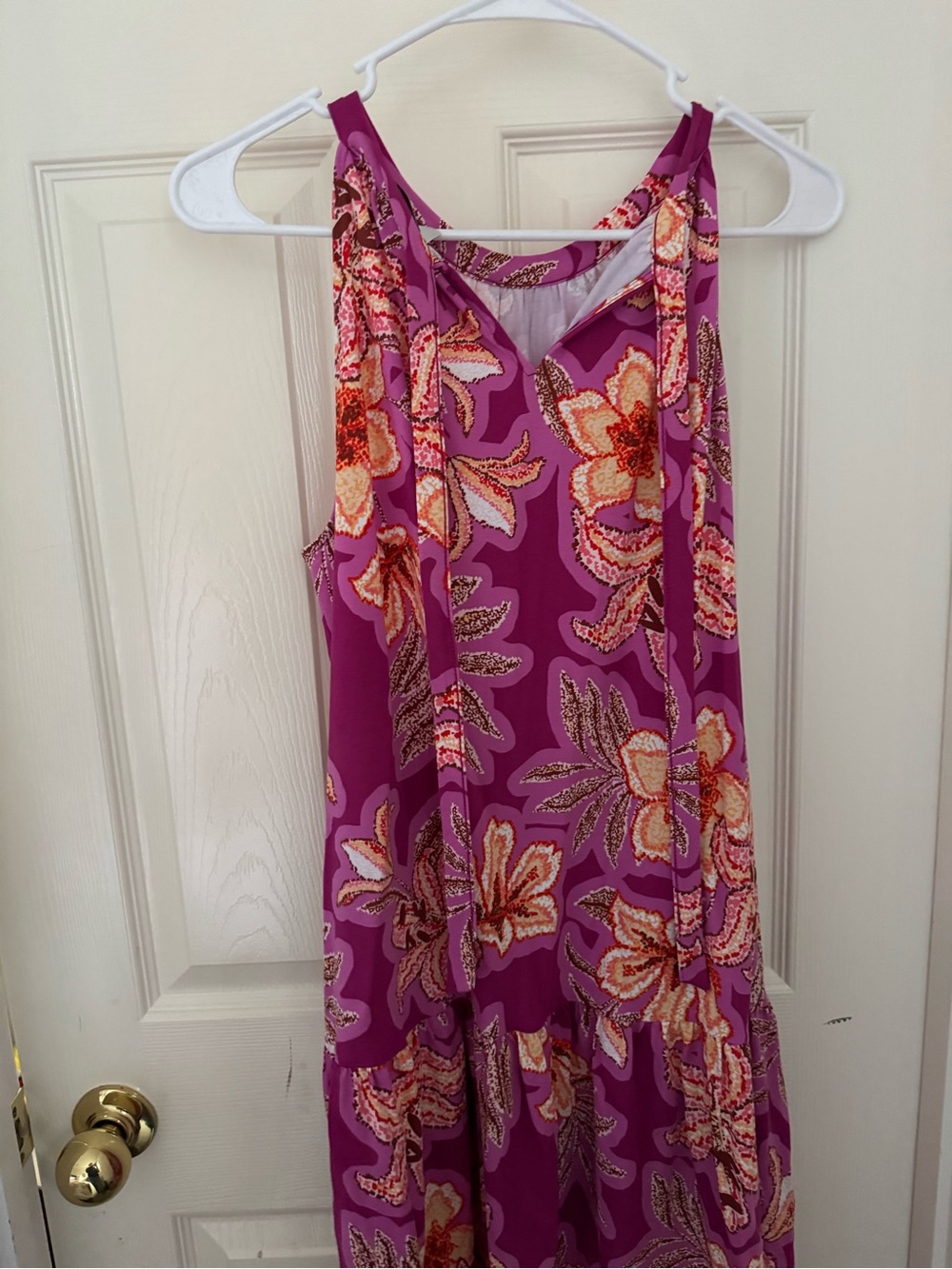 Floral Sleeveless V-Neck Maxi Dress in Magenta